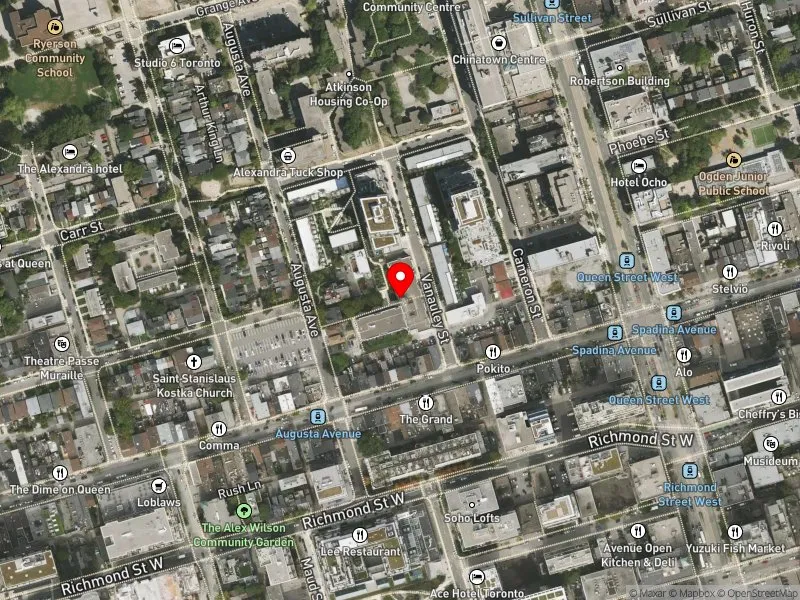 RentSafeTO apartment evaluation satellite view of 20 VANAULEY ST in Spadina-Fort York, Toronto