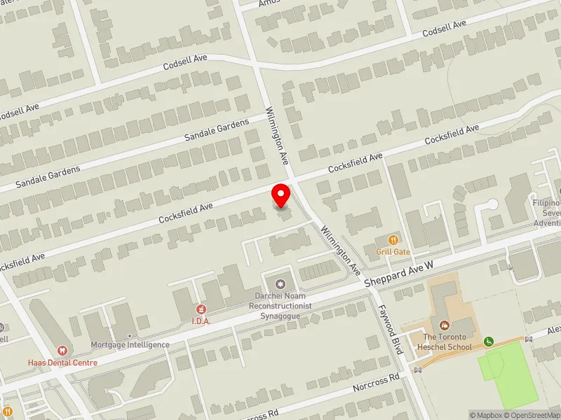 RentSafeTO apartment evaluation map view of 20 WILMINGTON AVE in York Centre, Toronto