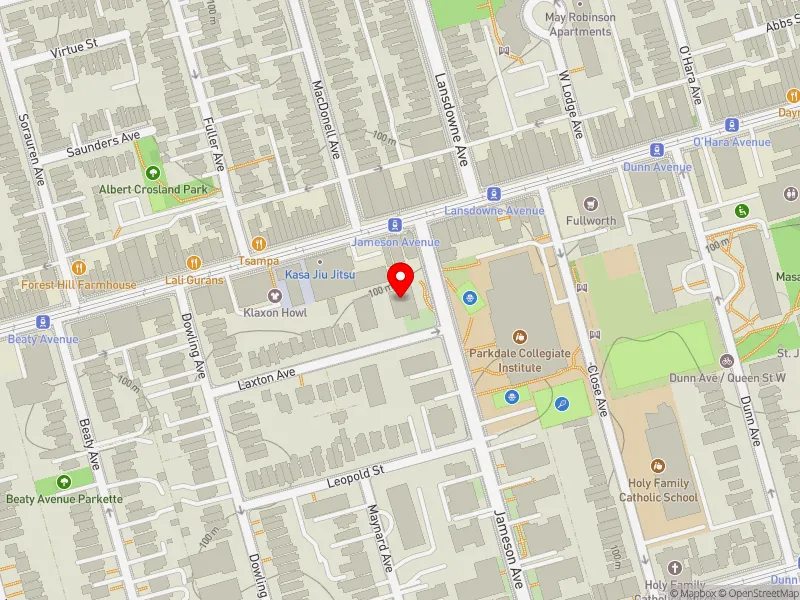 RentSafeTO apartment evaluation map view of 200 JAMESON AVE in Parkdale-High Park, Toronto
