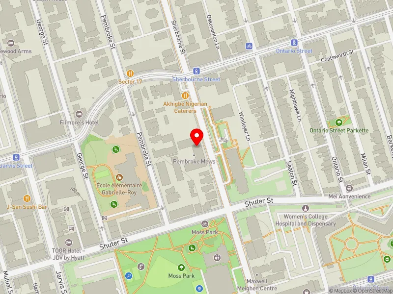 RentSafeTO apartment evaluation map view of 200 SHERBOURNE ST in Toronto Centre, Toronto