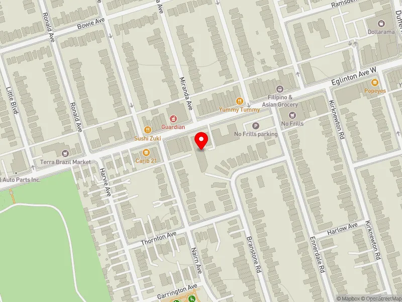 RentSafeTO apartment evaluation map view of 2005 EGLINTON AVE W in Davenport, Toronto