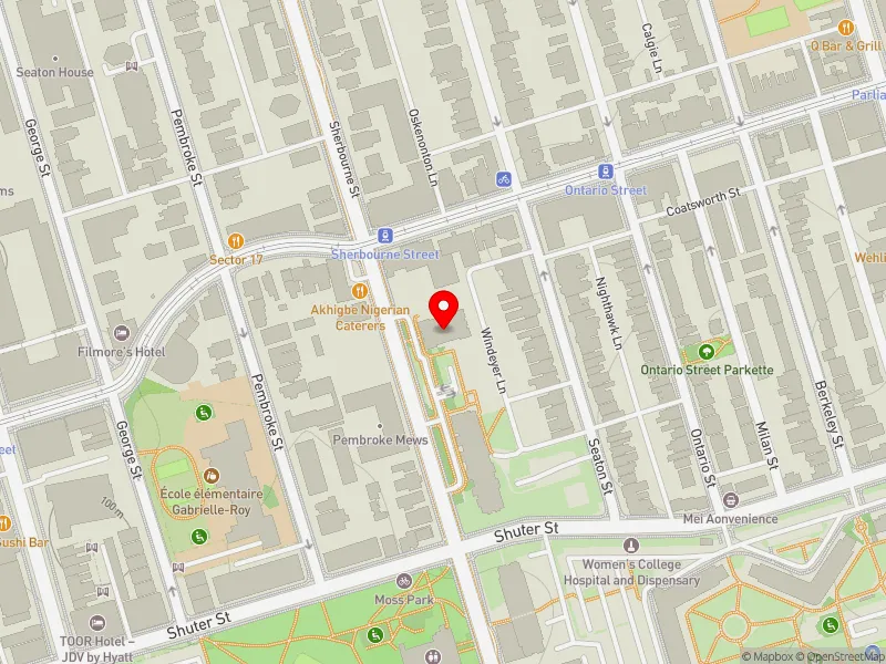 RentSafeTO apartment evaluation map view of 201 SHERBOURNE ST in Toronto Centre, Toronto