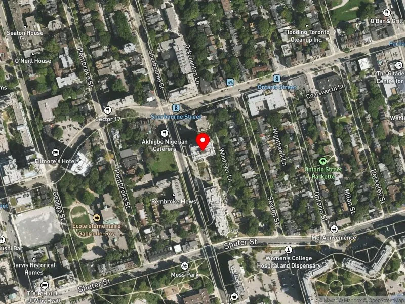 RentSafeTO apartment evaluation satellite view of 201 SHERBOURNE ST in Toronto Centre, Toronto
