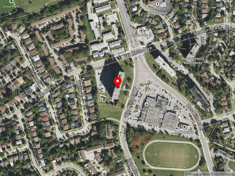RentSafeTO apartment evaluation satellite view of 201 VAN HORNE AVE in Don Valley North, Toronto