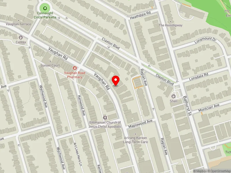 RentSafeTO apartment evaluation map view of 201 VAUGHAN RD in Toronto-St. Paul's, Toronto