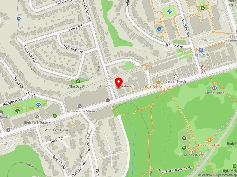 RentSafeTO apartment evaluation map view of 2010 BLOOR ST W in Parkdale-High Park, Toronto