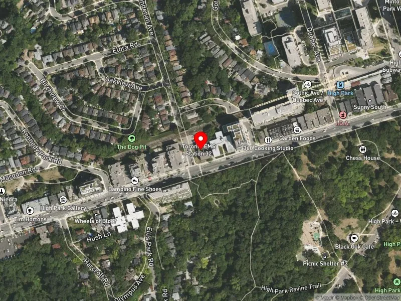 RentSafeTO apartment evaluation satellite view of 2010 BLOOR ST W in Parkdale-High Park, Toronto