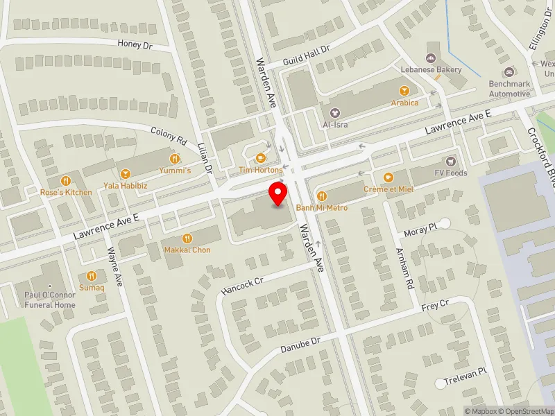 RentSafeTO apartment evaluation map view of 2015 LAWRENCE AVE E in Scarborough Centre, Toronto