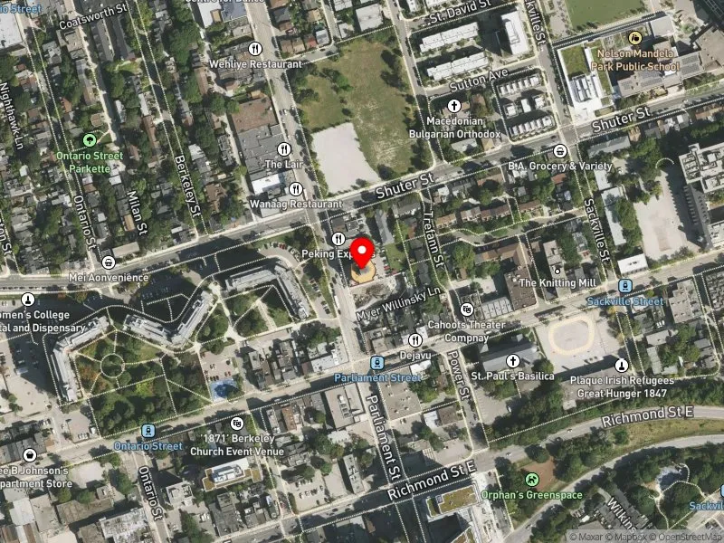 RentSafeTO apartment evaluation satellite view of 205 PARLIAMENT ST in Toronto Centre, Toronto