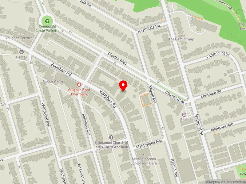 RentSafeTO apartment evaluation map view of 205 VAUGHAN RD in Toronto-St. Paul's, Toronto