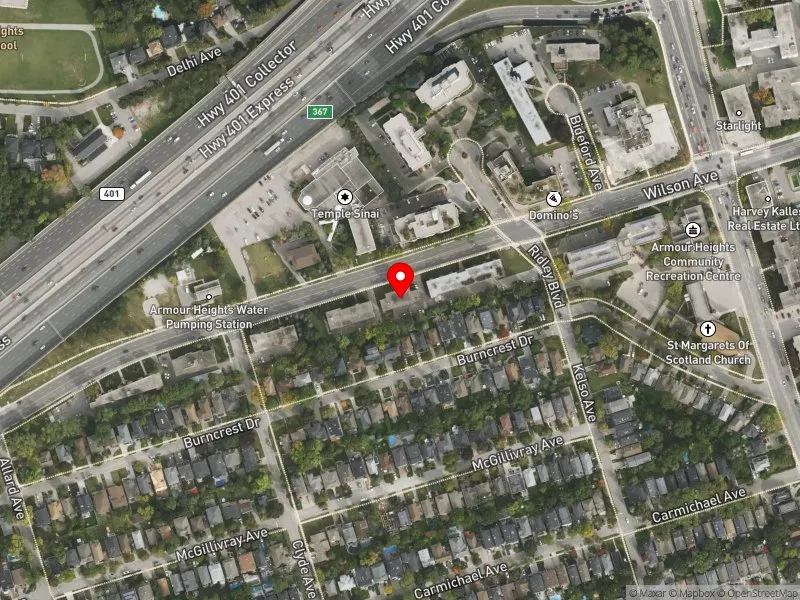 RentSafeTO apartment evaluation satellite view of 205 WILSON AVE in Eglinton-Lawrence, Toronto