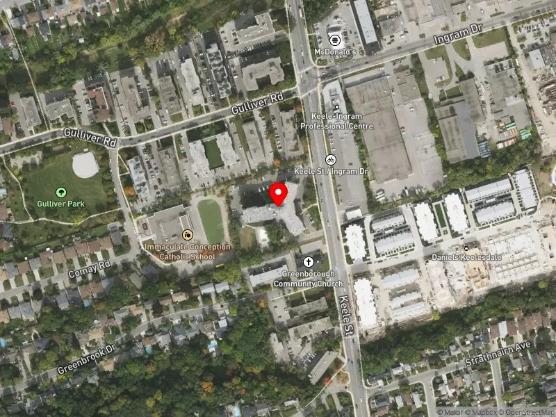 RentSafeTO apartment evaluation satellite view of 2050 KEELE ST in York South-Weston, Toronto