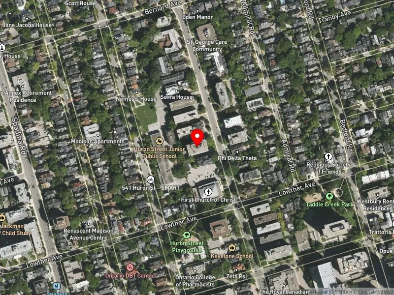 RentSafeTO apartment evaluation satellite view of 206 ST GEORGE ST in University-Rosedale, Toronto
