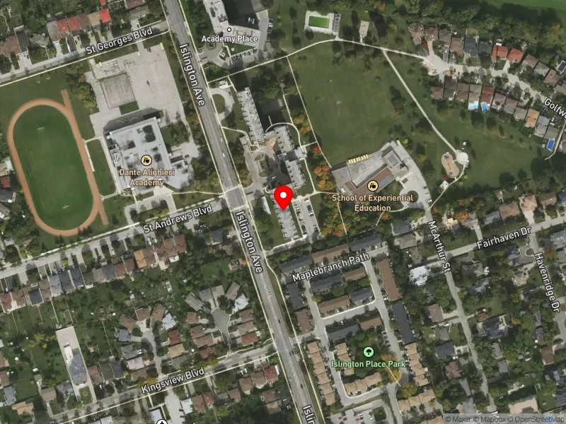 RentSafeTO apartment evaluation satellite view of 2063 ISLINGTON AVE in Etobicoke North, Toronto