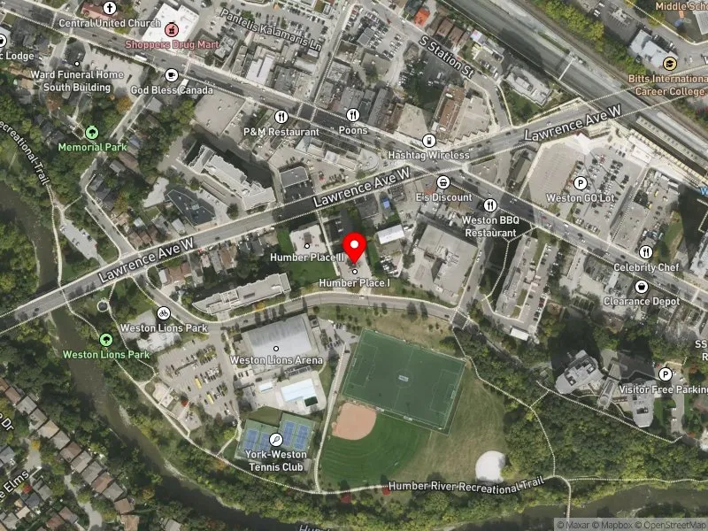 RentSafeTO apartment evaluation satellite view of 2089 LAWRENCE AVE W in York South-Weston, Toronto