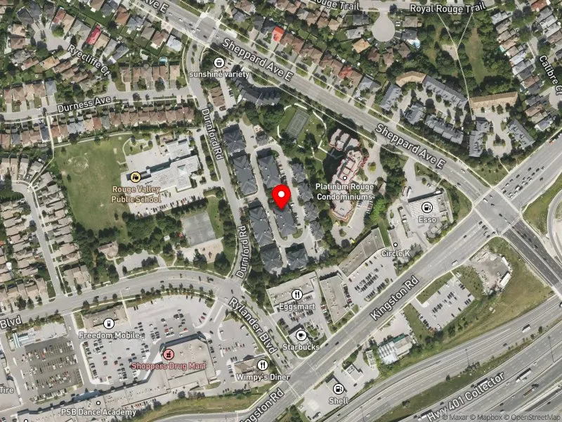 RentSafeTO apartment evaluation satellite view of 21 DURNFORD RD in Scarborough-Rouge Park, Toronto