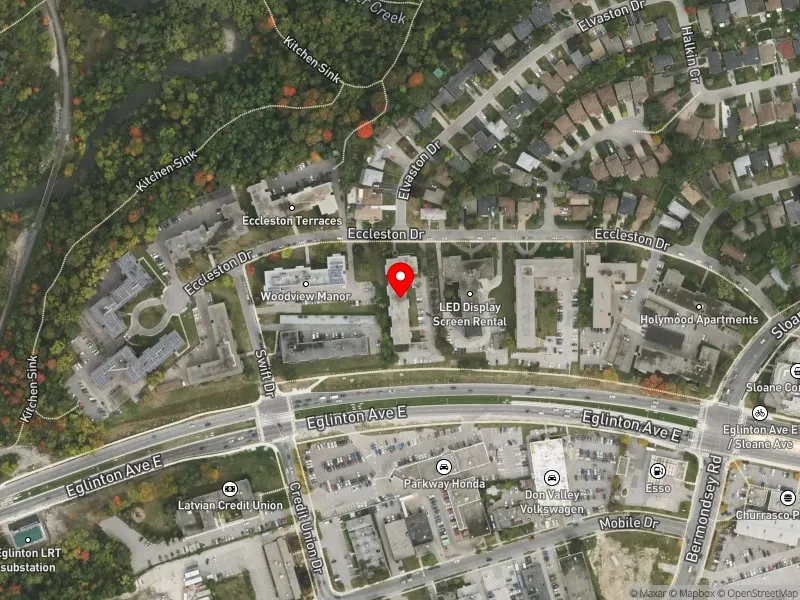 RentSafeTO apartment evaluation satellite view of 21 ECCLESTON DR in Don Valley East, Toronto