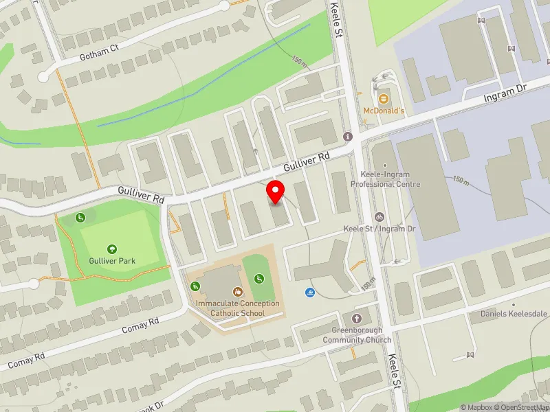 RentSafeTO apartment evaluation map view of 21 GULLIVER RD in York South-Weston, Toronto