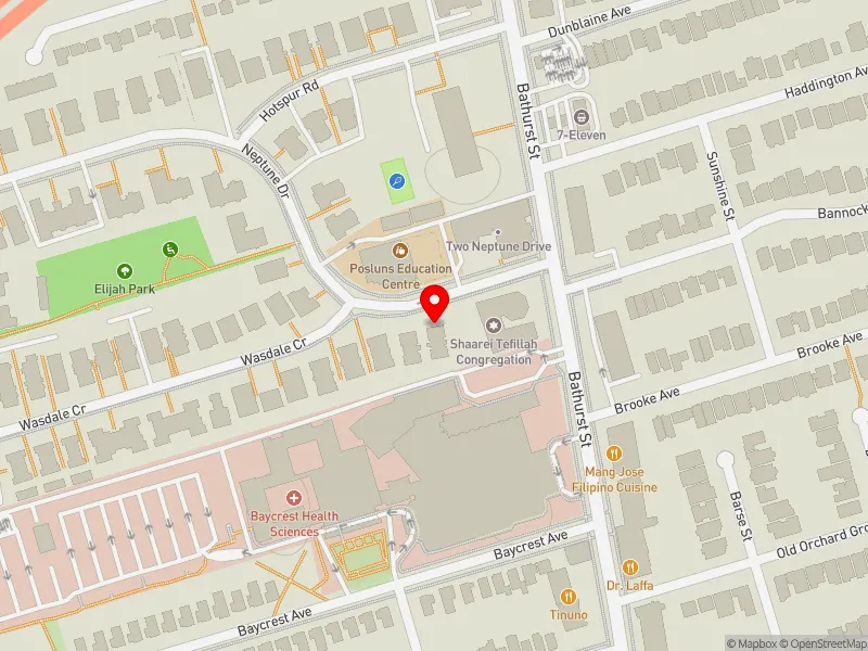 RentSafeTO apartment evaluation map view of 21 NEPTUNE DR in Eglinton-Lawrence, Toronto