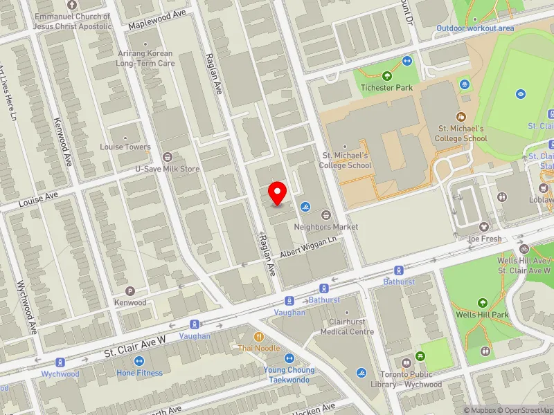RentSafeTO apartment evaluation map view of 21 RAGLAN AVE in Toronto-St. Paul's, Toronto