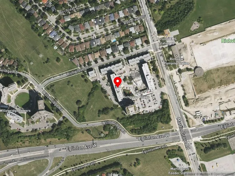 RentSafeTO apartment evaluation satellite view of 21 RICHGROVE DR in Etobicoke North, Toronto