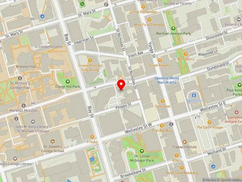 RentSafeTO apartment evaluation map view of 21 ST JOSEPH ST in Toronto Centre, Toronto