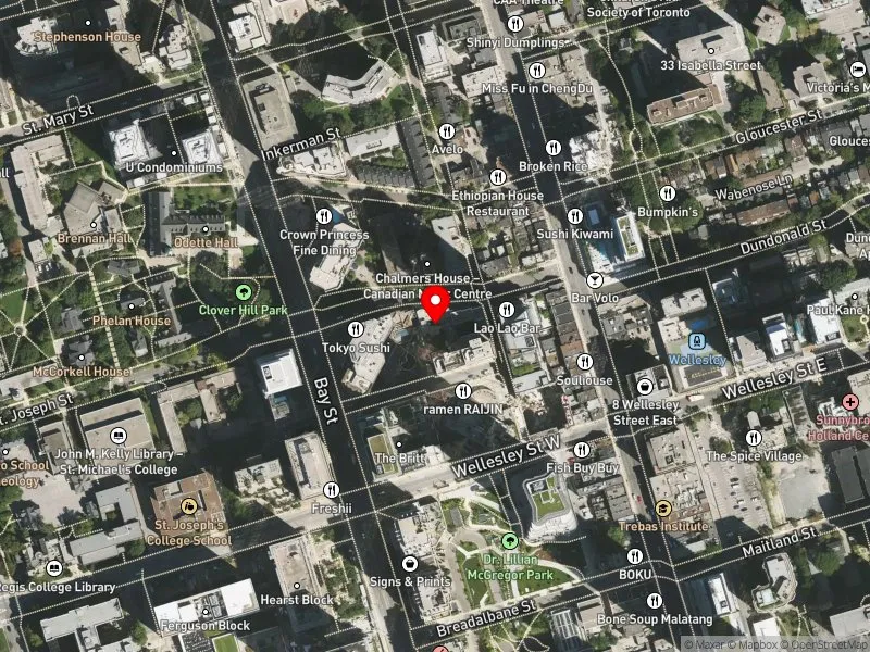 RentSafeTO apartment evaluation satellite view of 21 ST JOSEPH ST in Toronto Centre, Toronto