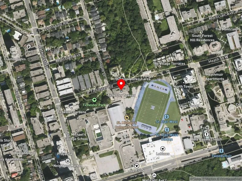 RentSafeTO apartment evaluation satellite view of 21 TICHESTER RD in Toronto-St. Paul's, Toronto
