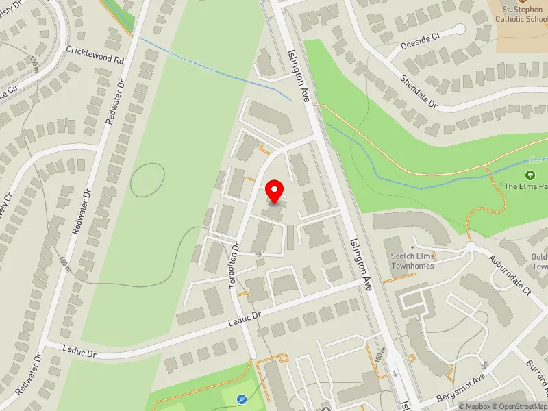 RentSafeTO apartment evaluation map view of 21 TORBOLTON DR in Etobicoke North, Toronto
