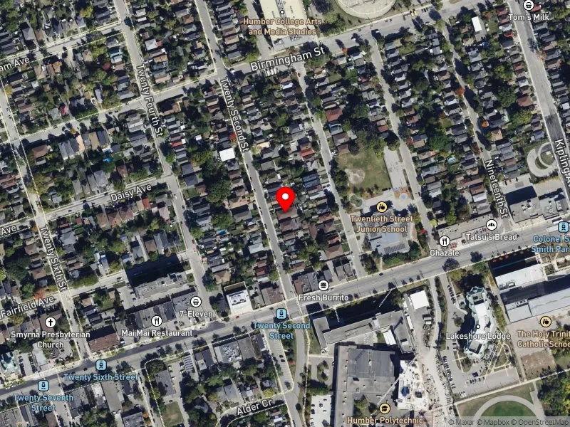 RentSafeTO apartment evaluation satellite view of 21 TWENTY SECOND ST in Etobicoke-Lakeshore, Toronto