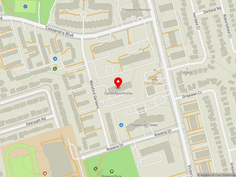 RentSafeTO apartment evaluation map view of 21 WELSFORD GDNS in Don Valley East, Toronto