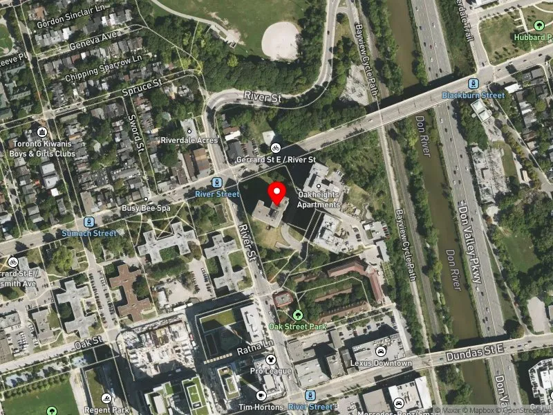 RentSafeTO apartment evaluation satellite view of 210 OAK ST in Toronto Centre, Toronto