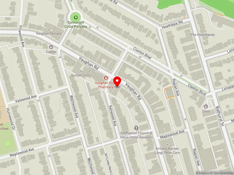 RentSafeTO apartment evaluation map view of 210 VAUGHAN RD in Toronto-St. Paul's, Toronto