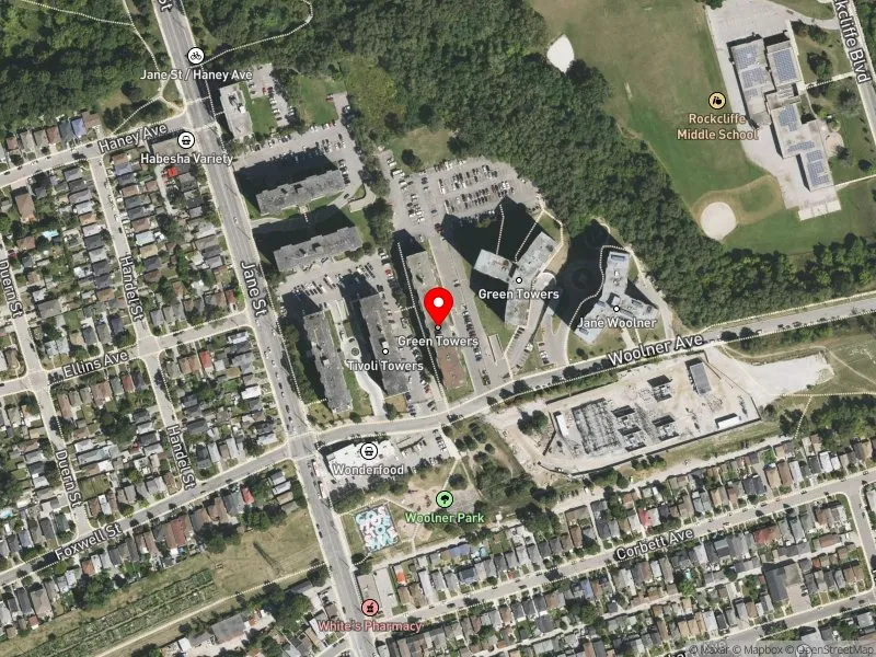 RentSafeTO apartment evaluation satellite view of 210 WOOLNER AVE in York South-Weston, Toronto