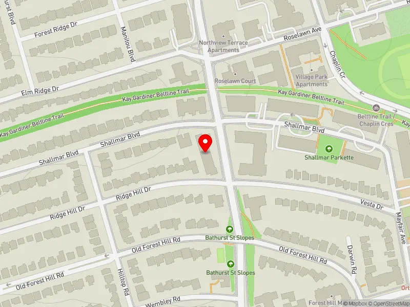 RentSafeTO apartment evaluation map view of 2100 BATHURST ST in Eglinton-Lawrence, Toronto
