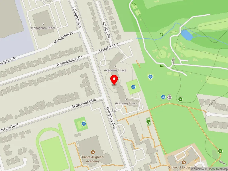 RentSafeTO apartment evaluation map view of 2101 ISLINGTON AVE in Etobicoke North, Toronto