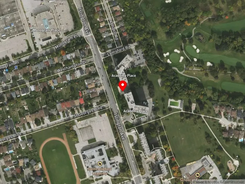 RentSafeTO apartment evaluation satellite view of 2101 ISLINGTON AVE in Etobicoke North, Toronto