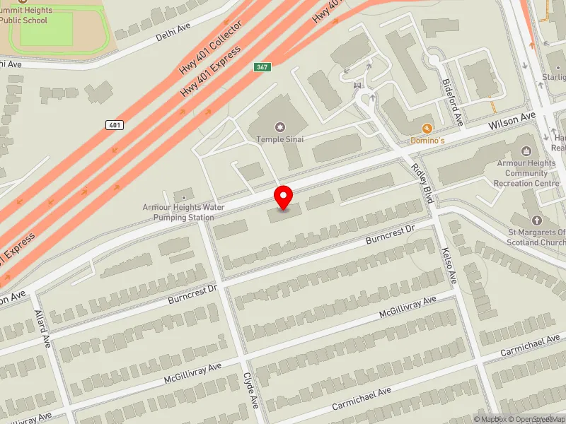 RentSafeTO apartment evaluation map view of 211 WILSON AVE in Eglinton-Lawrence, Toronto