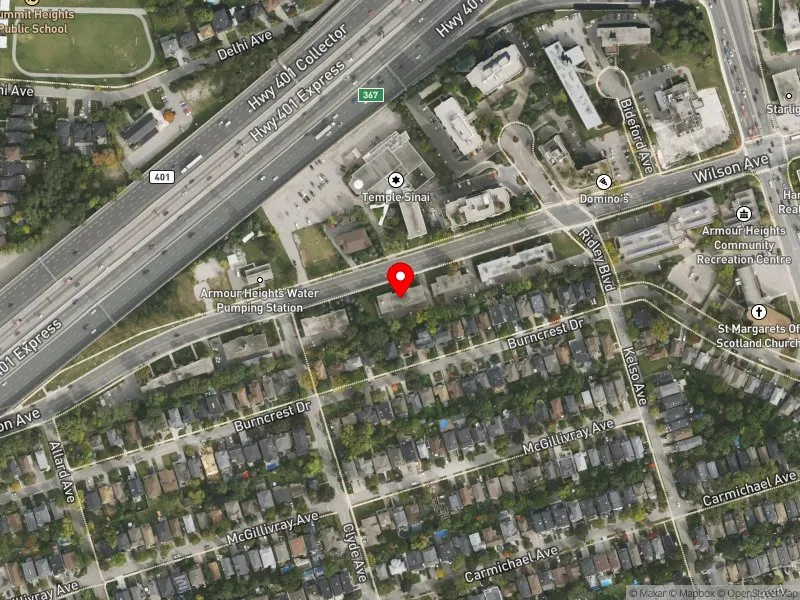 RentSafeTO apartment evaluation satellite view of 211 WILSON AVE in Eglinton-Lawrence, Toronto