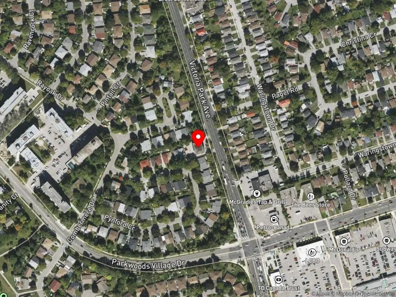 RentSafeTO apartment evaluation satellite view of 2126 VICTORIA PARK AVE in Don Valley East, Toronto