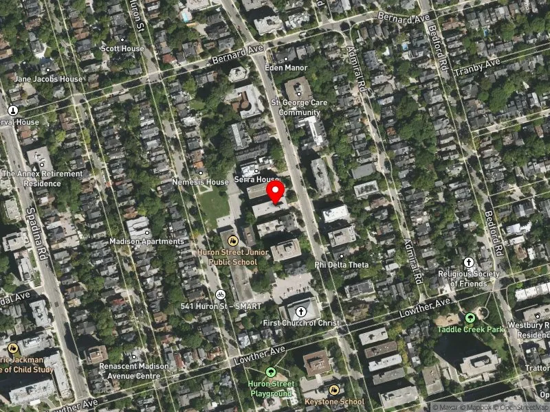 RentSafeTO apartment evaluation satellite view of 214 ST GEORGE ST in University-Rosedale, Toronto