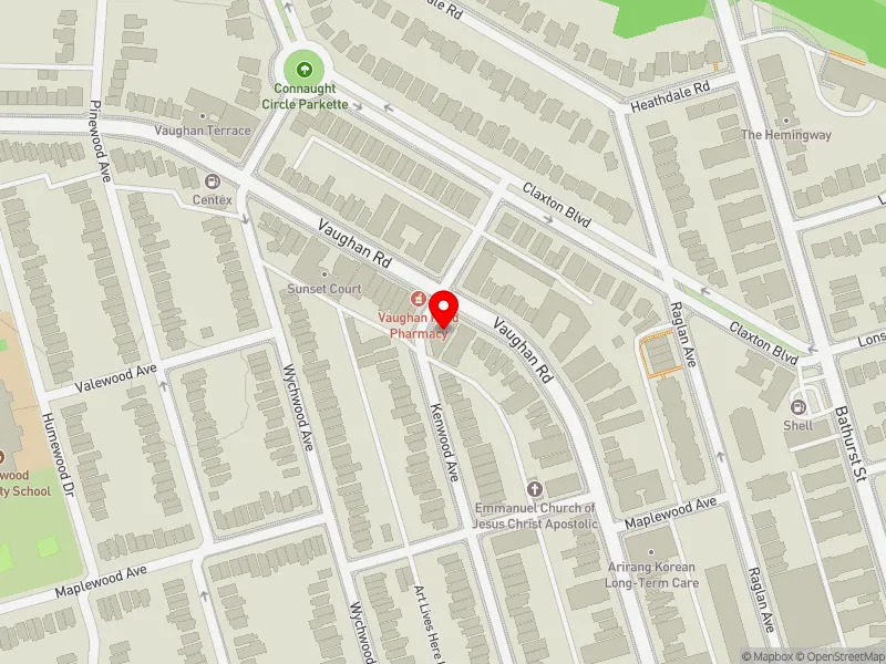 RentSafeTO apartment evaluation map view of 214 VAUGHAN RD in Toronto-St. Paul's, Toronto