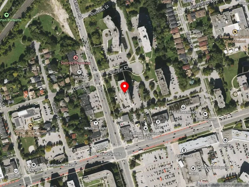RentSafeTO apartment evaluation satellite view of 215 MARKHAM RD in Scarborough-Guildwood, Toronto