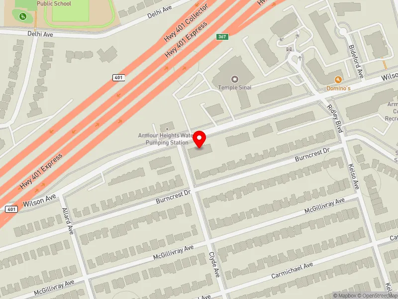 RentSafeTO apartment evaluation map view of 215 WILSON AVE in Eglinton-Lawrence, Toronto