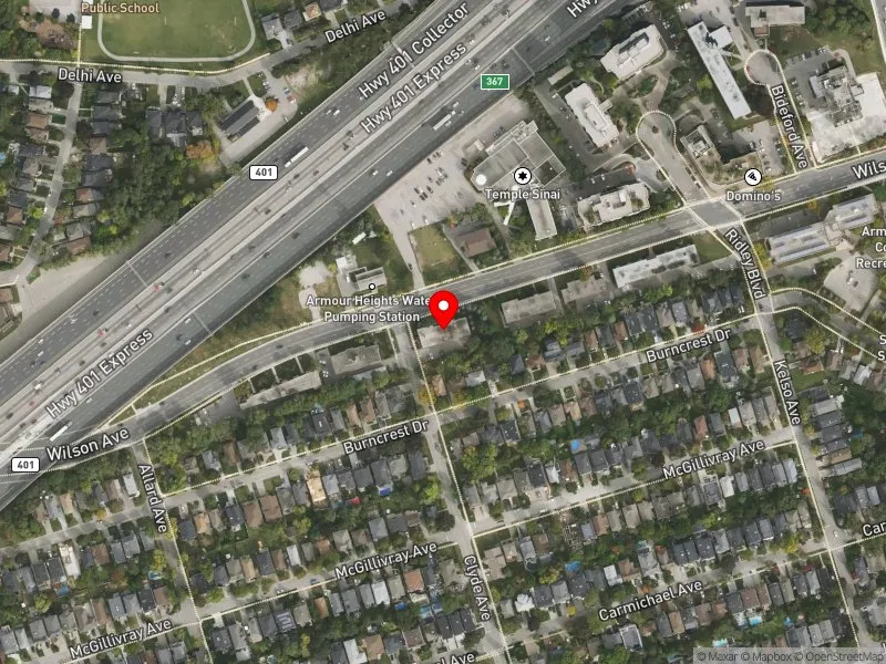 RentSafeTO apartment evaluation satellite view of 215 WILSON AVE in Eglinton-Lawrence, Toronto