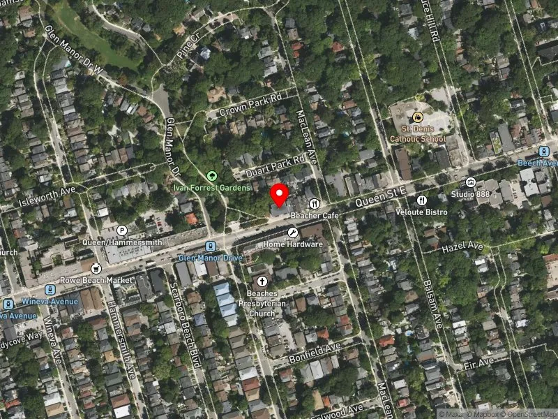 RentSafeTO apartment evaluation satellite view of 2150 QUEEN ST E in Beaches-East York, Toronto