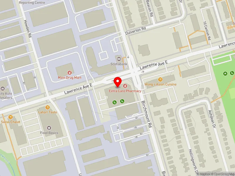 RentSafeTO apartment evaluation map view of 2155 LAWRENCE AVE E in Scarborough Centre, Toronto