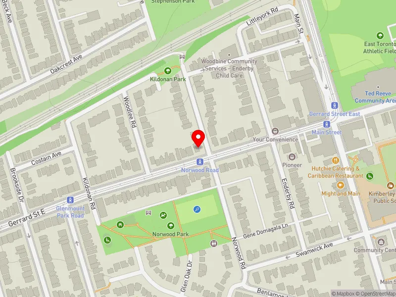 RentSafeTO apartment evaluation map view of 2170 GERRARD ST E in Beaches-East York, Toronto