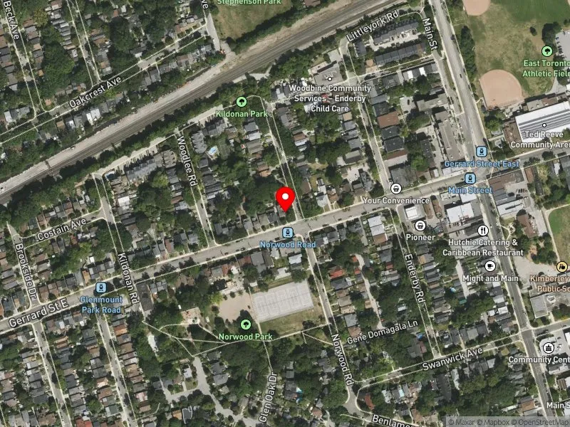 RentSafeTO apartment evaluation satellite view of 2170 GERRARD ST E in Beaches-East York, Toronto