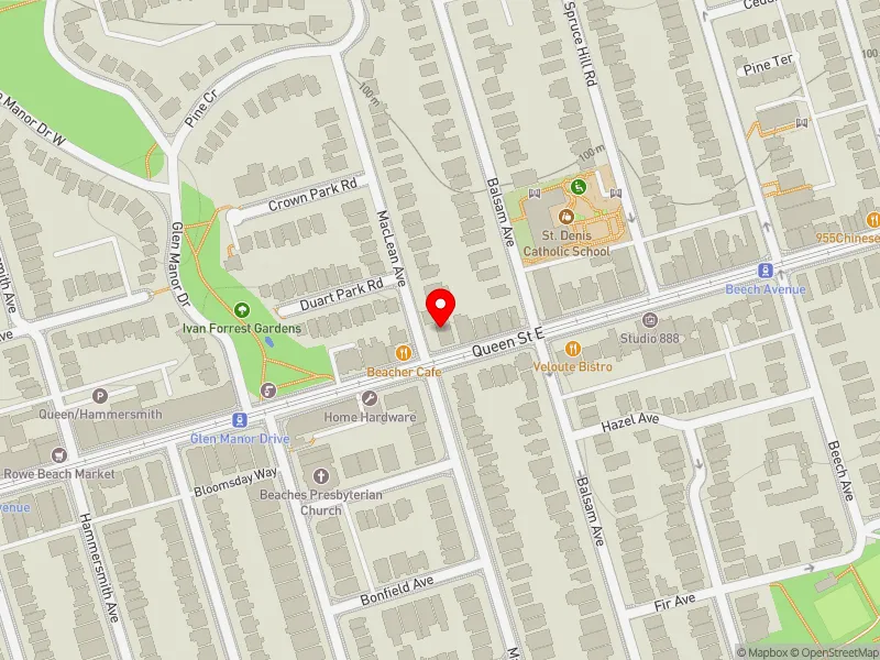 RentSafeTO apartment evaluation map view of 2178 QUEEN ST E in Beaches-East York, Toronto